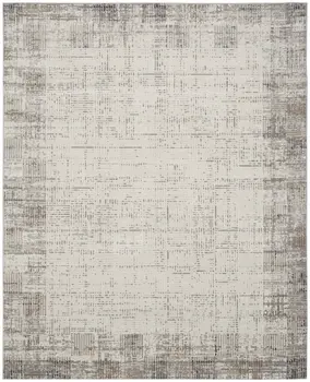 8' X 10' Ivory and Gray Abstract Area Rug
