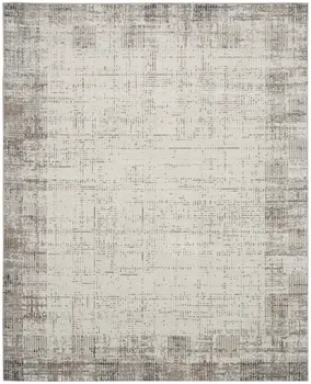 8' X 10' Ivory and Gray Abstract Area Rug