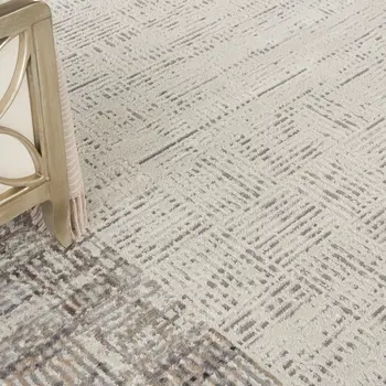 8' X 10' Ivory and Gray Abstract Area Rug
