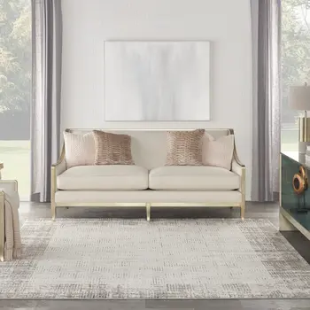 8' X 10' Ivory and Gray Abstract Area Rug
