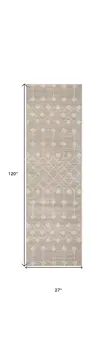 10' Beige Geometric Power Loom Runner Rug