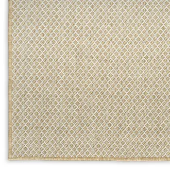 10' Beige Geometric Power Loom Runner Rug