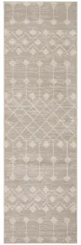 10' Beige Geometric Power Loom Runner Rug