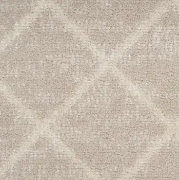 10' Beige Geometric Power Loom Runner Rug