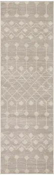 10' Beige Geometric Power Loom Runner Rug