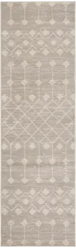 10' Beige Geometric Power Loom Runner Rug