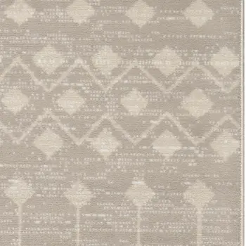 10' Beige Geometric Power Loom Runner Rug