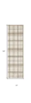 10' Ivory Plaid Power Loom Runner Rug