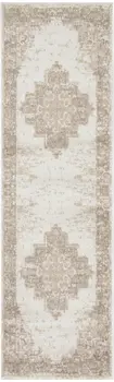 10' Ivory Floral Power Loom Runner Rug