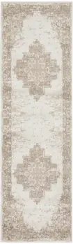 10' Ivory Floral Power Loom Runner Rug