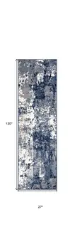10' Blue Abstract Power Loom Runner Rug