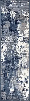 10' Blue Abstract Power Loom Runner Rug