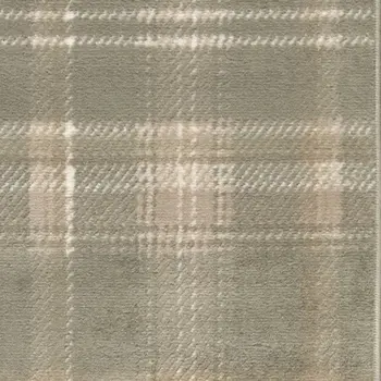 10' Olive Green and Ivory Plaid Runner Rug