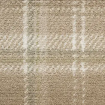 10' Taupe and Ivory Plaid Runner Rug