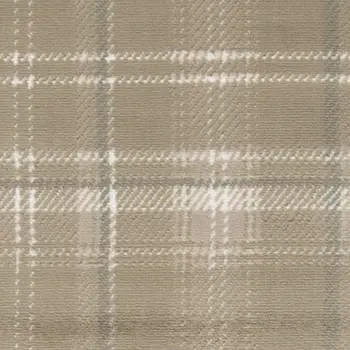 10' Taupe and Ivory Plaid Runner Rug