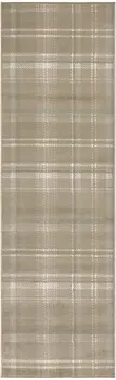 10' Taupe and Ivory Plaid Runner Rug