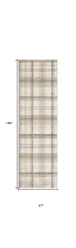 12' Ivory Plaid Power Loom Runner Rug