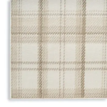 12' Ivory Plaid Power Loom Runner Rug