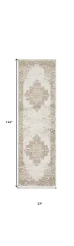 12' Ivory Floral Power Loom Runner Rug