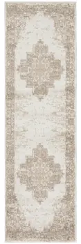 12' Ivory Floral Power Loom Runner Rug