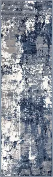 12' Blue Abstract Power Loom Runner Rug