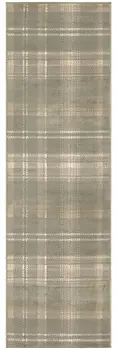 12' Olive Green and Ivory Plaid Runner Rug