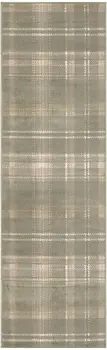 12' Olive Green and Ivory Plaid Runner Rug