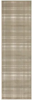 12' Taupe and Ivory Plaid Runner Rug