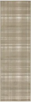 12' Taupe and Ivory Plaid Runner Rug
