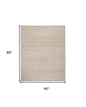 4' X 6' Beige Geometric Power Loom Area Rug
