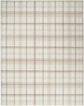 4' X 6' Ivory Plaid Power Loom Area Rug