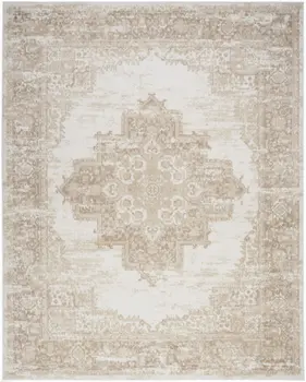 4' X 6' Ivory Floral Power Loom Area Rug