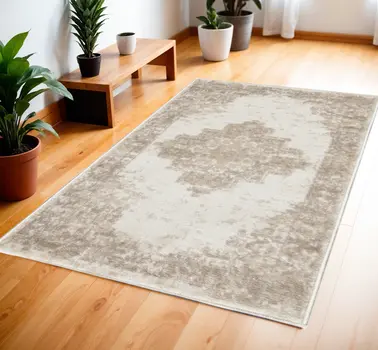 4' X 6' Ivory Floral Power Loom Area Rug
