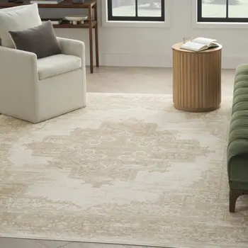 4' X 6' Ivory Floral Power Loom Area Rug