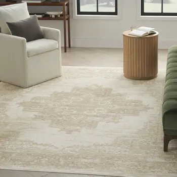 4' X 6' Ivory Floral Power Loom Area Rug