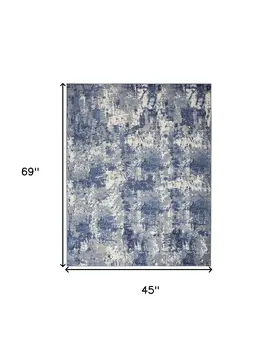 4' X 6' Blue Abstract Power Loom Area Rug