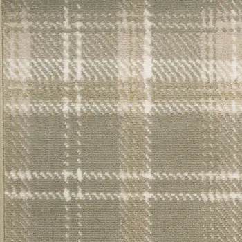 4' X 6' Olive Green and Ivory Plaid Area Rug