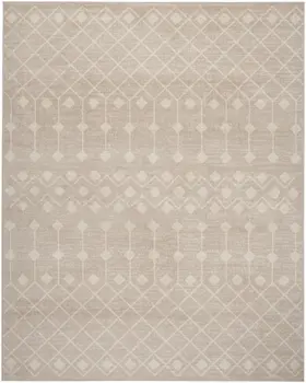 6' X 9' Beige Geometric Power Loom Area Rug