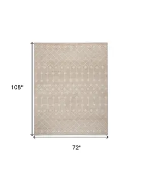 6' X 9' Beige Geometric Power Loom Area Rug