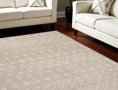 6' X 9' Beige Geometric Power Loom Area Rug