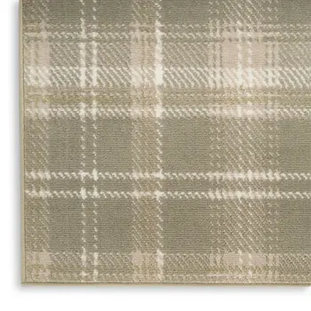 6' X 9' Olive Green and Ivory Plaid Area Rug