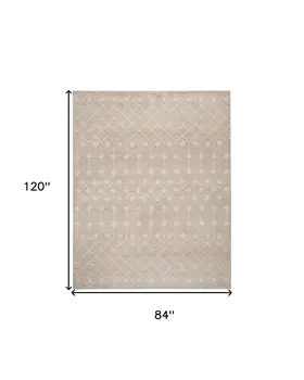 7' X 10' Beige Geometric Power Loom Area Rug