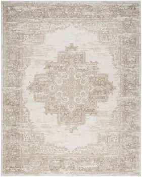 7' X 10' Ivory Floral Power Loom Area Rug