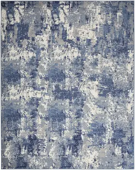 7' X 10' Blue Abstract Power Loom Area Rug