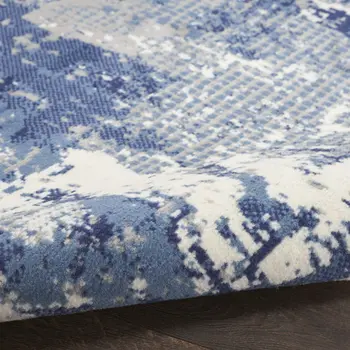8' Blue Abstract Power Loom Round Rug