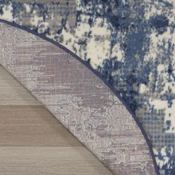 8' Blue Abstract Power Loom Round Rug