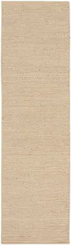 10' Beige Jute Hand Woven Runner Rug