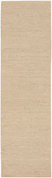 12' Beige Jute Hand Woven Runner Rug