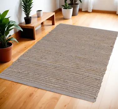4' X 6' Gray Jute Hand Woven Area Rug