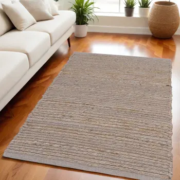 5' X 7' Gray Jute Hand Woven Area Rug